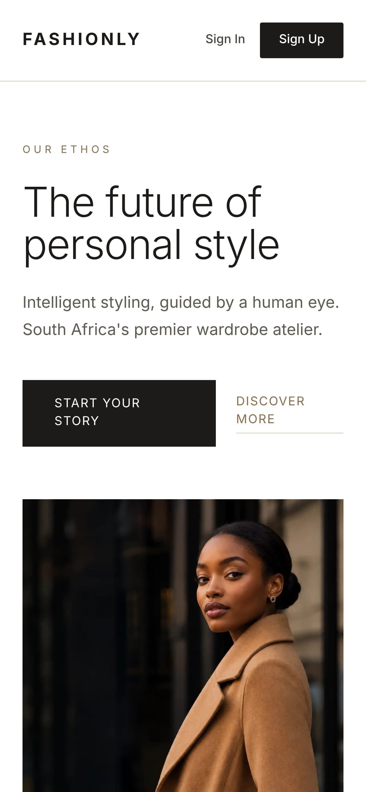 Fashionly home page on a phone