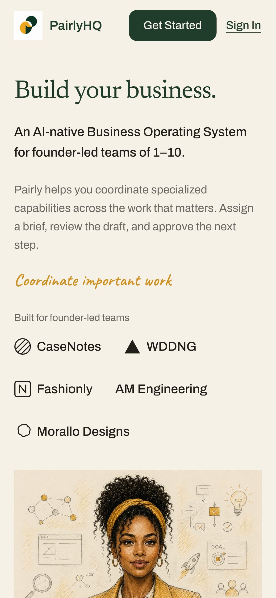 Pairly home page on a phone