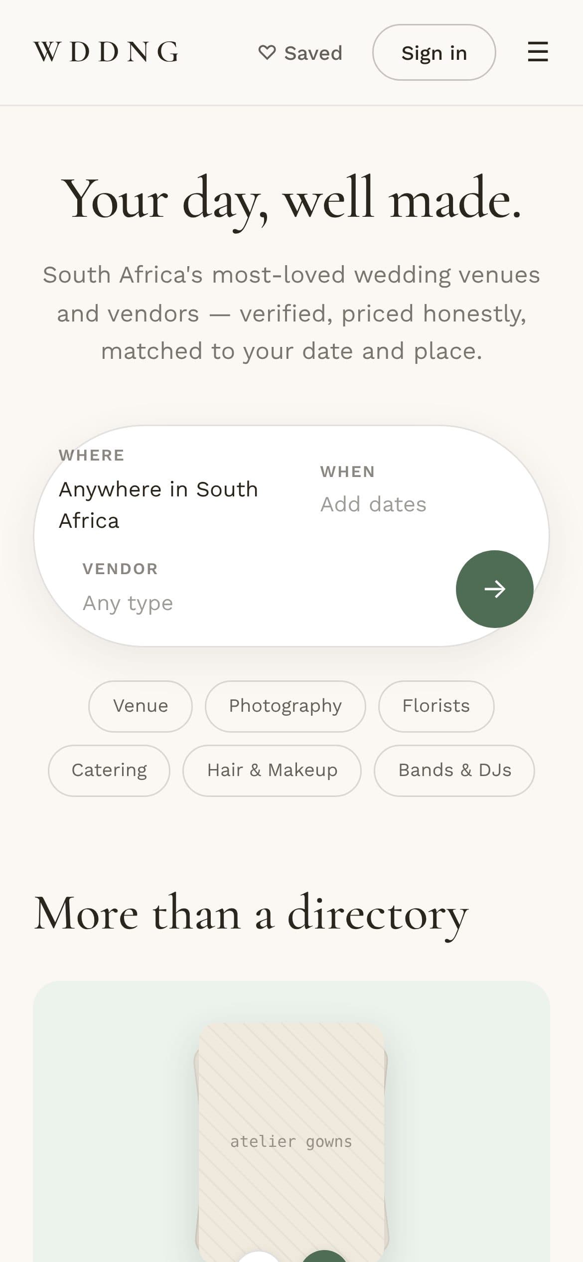 WDDNG home page on a phone
